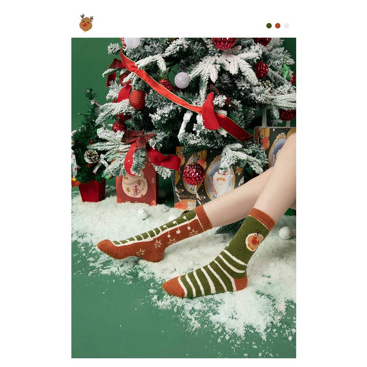 Sacchetto regalo - 3 paia Sacchetto regalo per 3 paia di calzini natalizi spessi e caldi di media lunghezza in vendita all'ingrosso su Faire7