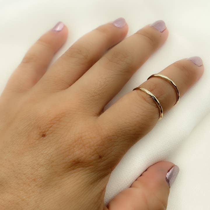 Yellow RAZ01296. 14K Solid Gold Hammered Ring for wholesale on Faire2