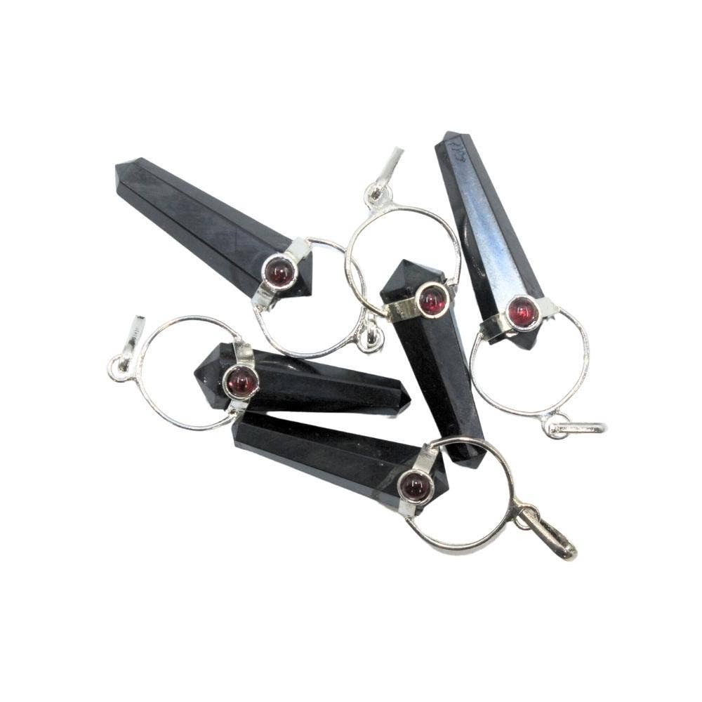 Earths Elements Wholesale - Wholesale Individual Charm/Pendant - Point Pendant - Shungite and Garnet