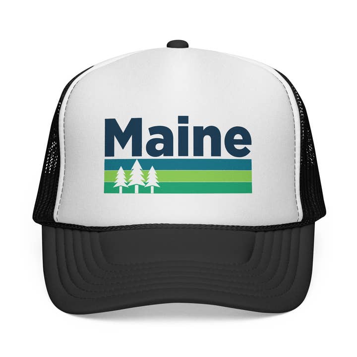 Maine Retro Trees Trucker Hat - Vintage Style Maine Cap for wholesale by Hey Mountains