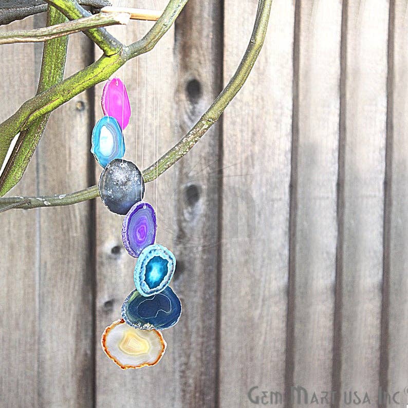 GemMartUSA – wholesale Wind chime – Rainbow Color Windchimes Agate Windchimes, Garden Décor4