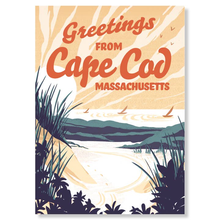 Cape Cod, MA Postcard for wholesale by Kat Maus Haus Illustration