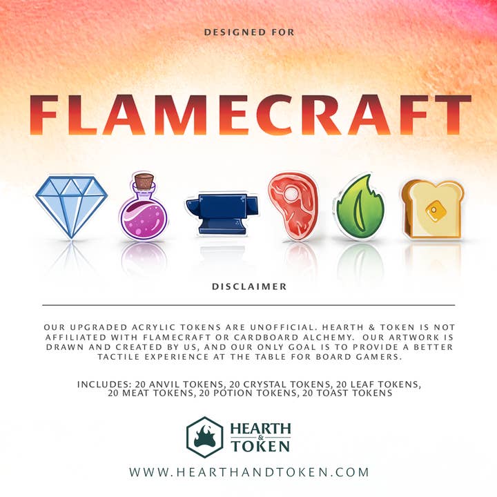 Jetons de jeu en acrylique Flamecraft impression recto-verso pour la vente par Naytendo