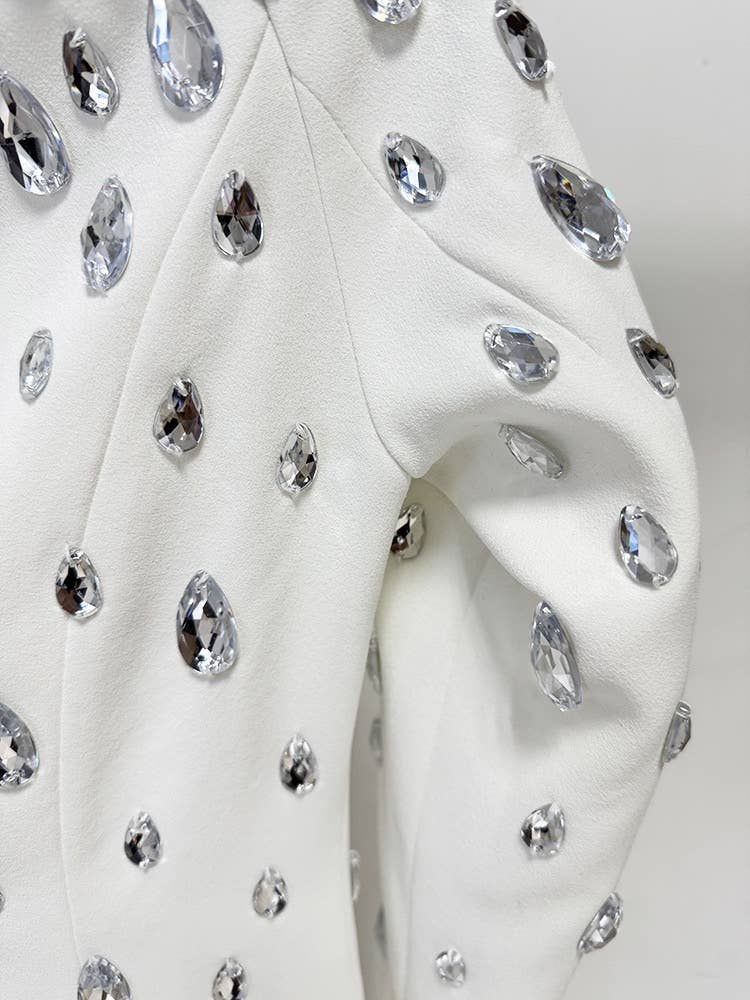 White DR514Y Hand-Beaded Teardrop Diamond  Long Dress for wholesale on Faire8