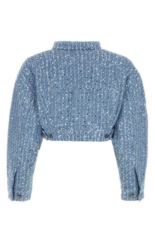 BLUE sequins crop denim jacket and shorts set for wholesale on Faire9
