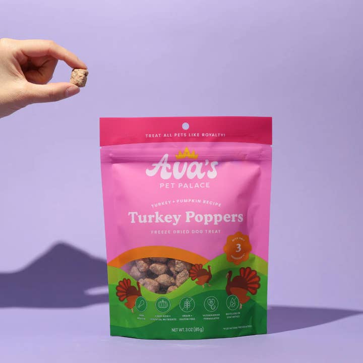 Jojo Modern Pets - Wholesale Pet Treats - Dog - Ava's Pet Palace Freeze Dried Dog Treats - Turkey Poppers