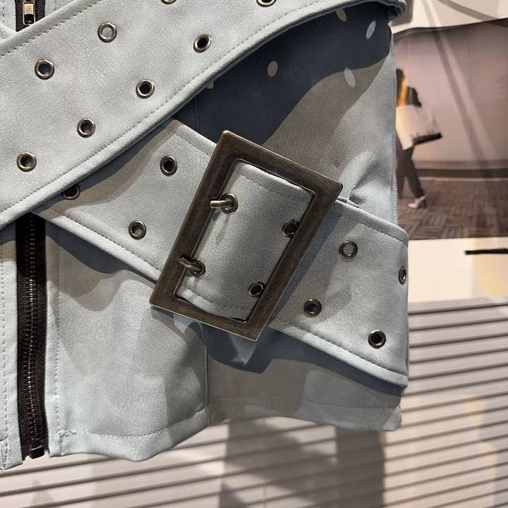 Productseeker - Vente Jupe – femme - Jupe Mini SK79Y PU avec Large Ceinture Croisée – Style Urbain17