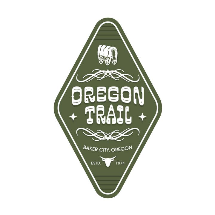 Oregon Trail - Baker, City Oregon Sticker for wholesale by Savaria Marie Design