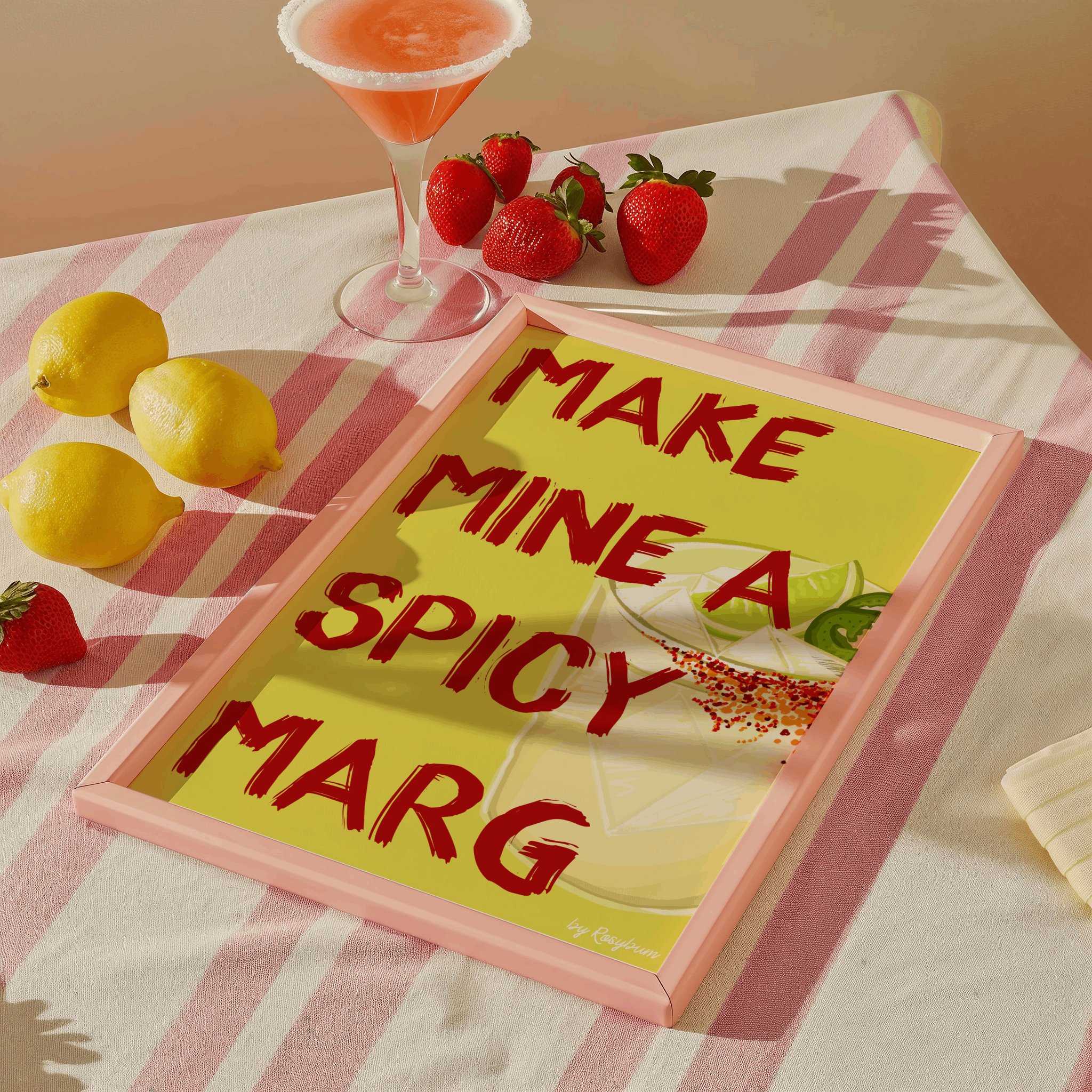 by Rosybum - Wholesale Art Print - Make Mine A Spicy Marg - Spicy Margarita Cocktail Wall Art3