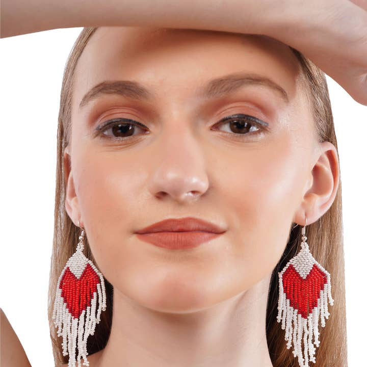 Heart Shaped Earring | Beaded Jewelry | Valentine's Gift for wholesale by Cordelia Kraft