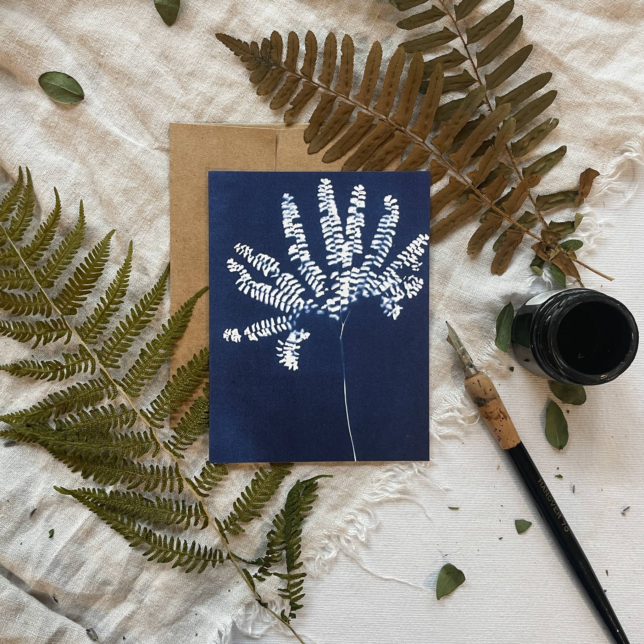 Atwater Designs - Vente Carte de vœux classique - Coffret de cartes de vœux Ferns | Botanical Cyanotype10