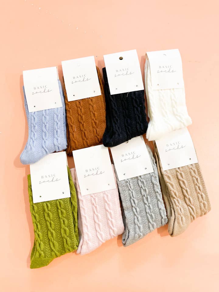 Angels Whisper Accessories - Wholesale Socks - Women's - Winter Cable Woolen Crew Socks