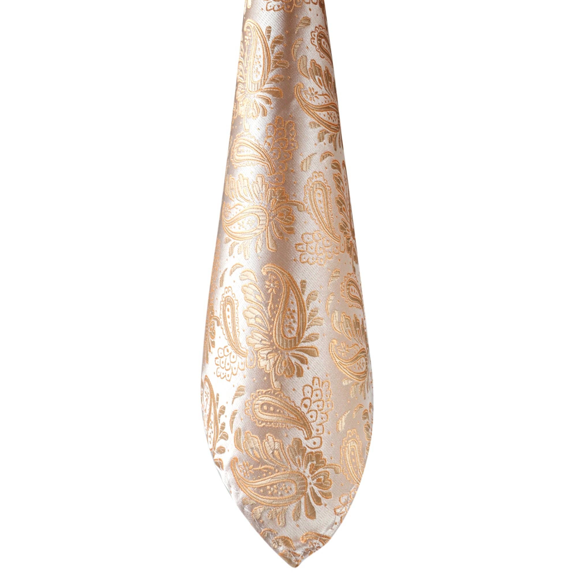 GASSANI - Wholesale Necktie - Men's - GASSANI 3-SET TIE SET, CHAMPAGNE APRICOT SLIM MEN'S PAISLEY TIE, 7CM THIN JACQUARD WEDDING TIE HANDKERCHIEF CUFFLINKS6