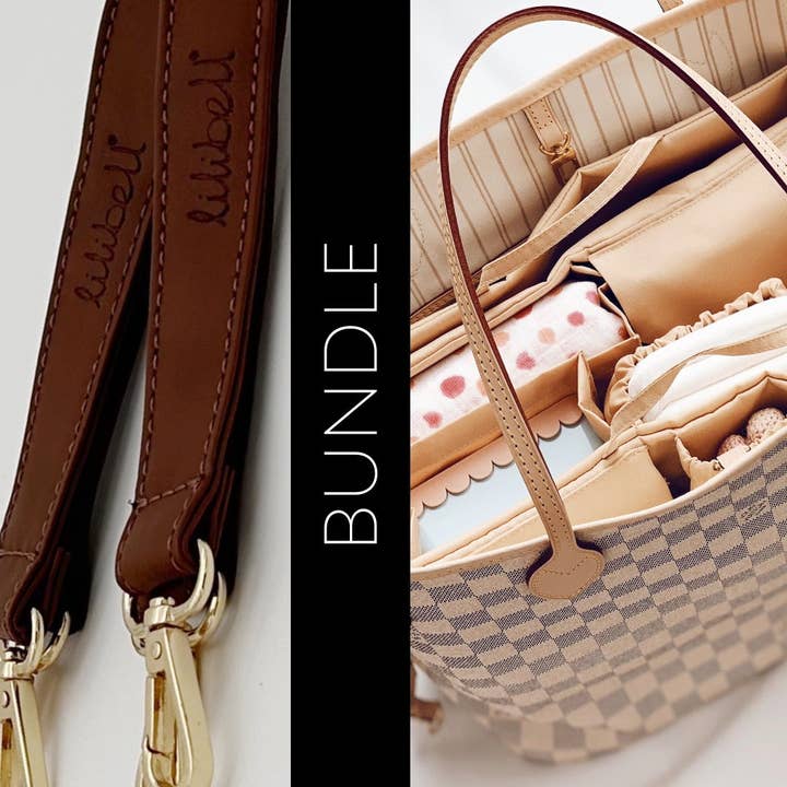 lilibell – wholesale Skötväska - Baby – Klassisk blöjväska M Beige & Dopi-krok Brun bunt