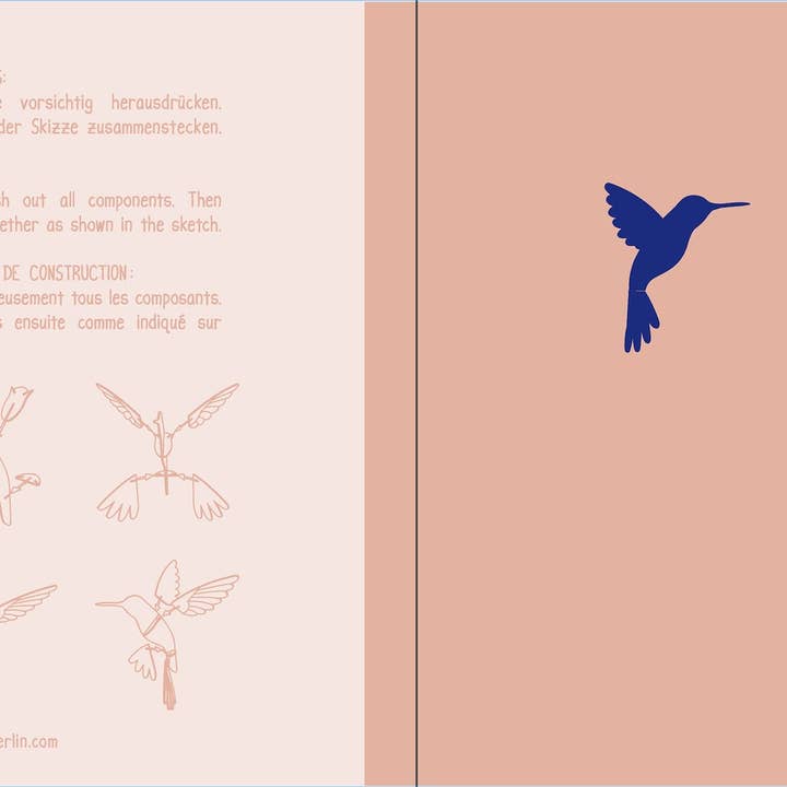 Formes Berlin GbR - Wholesale DIY Craft Kit - Hummingbird 3D decorative craft card