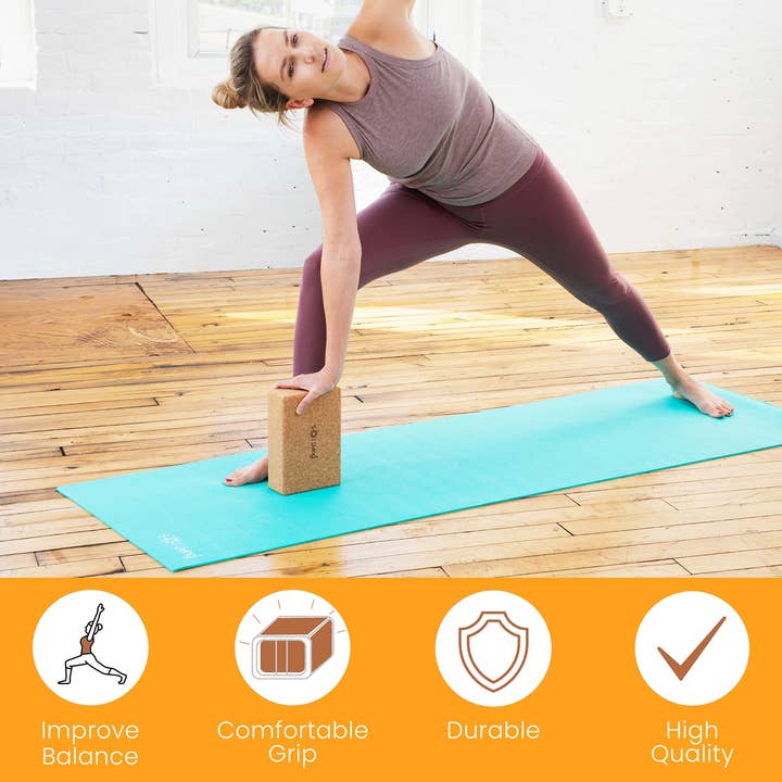 Brown Yoga Block - High-Density Brick - Cork, 3" x 6" for wholesale on Faire2