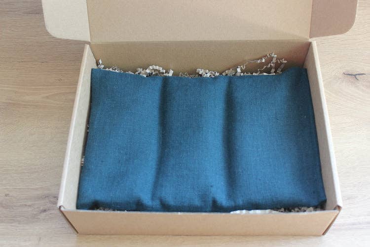 Le Gang des Fougères - Vente Compresses chaud/froid - bouillotte sèche en graines de lin - Lin Bleu de prusse2