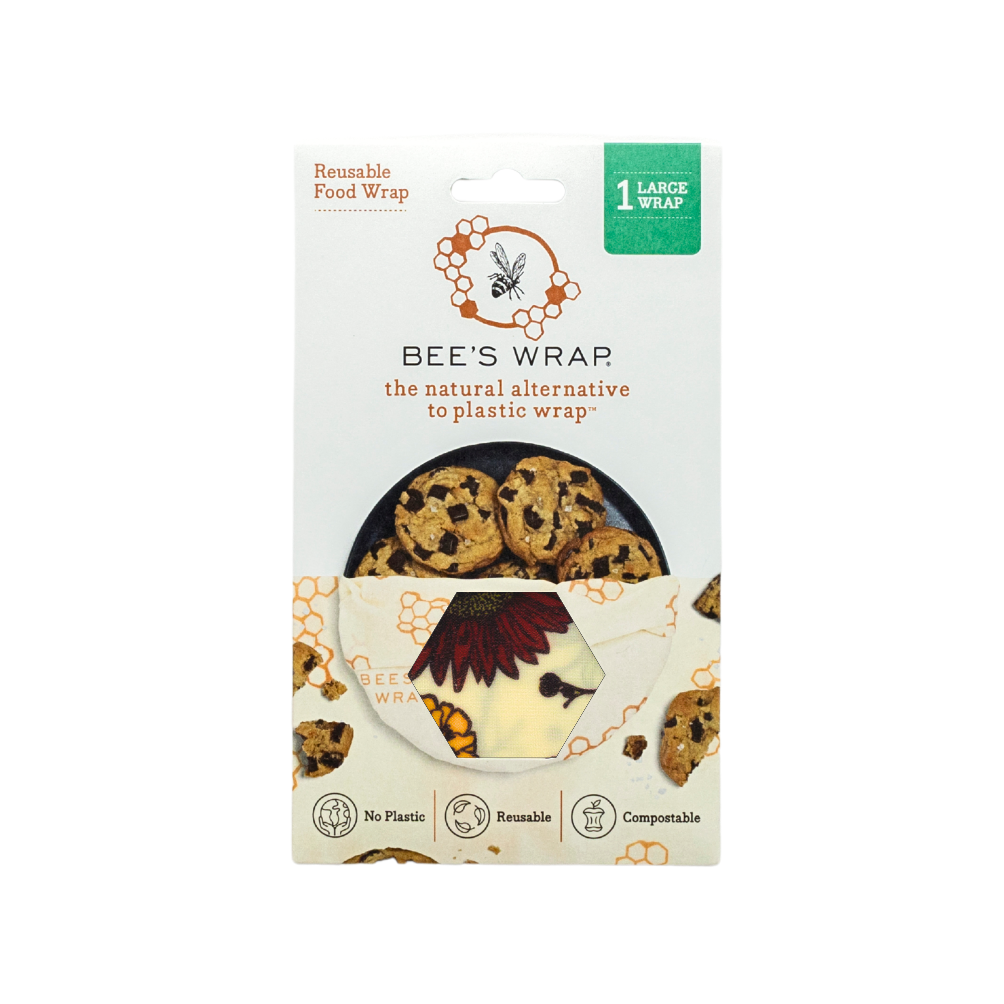 Bee's Wrap - Wholesale Food Storage Container - Large Wrap - Meadow Magic, Vegan wax3