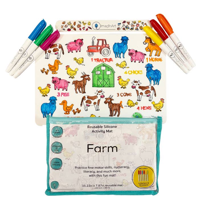 Farm Reusable Coloring Mat for wholesale by ImaginART Mats (Reusable Silicone Coloring Mats)