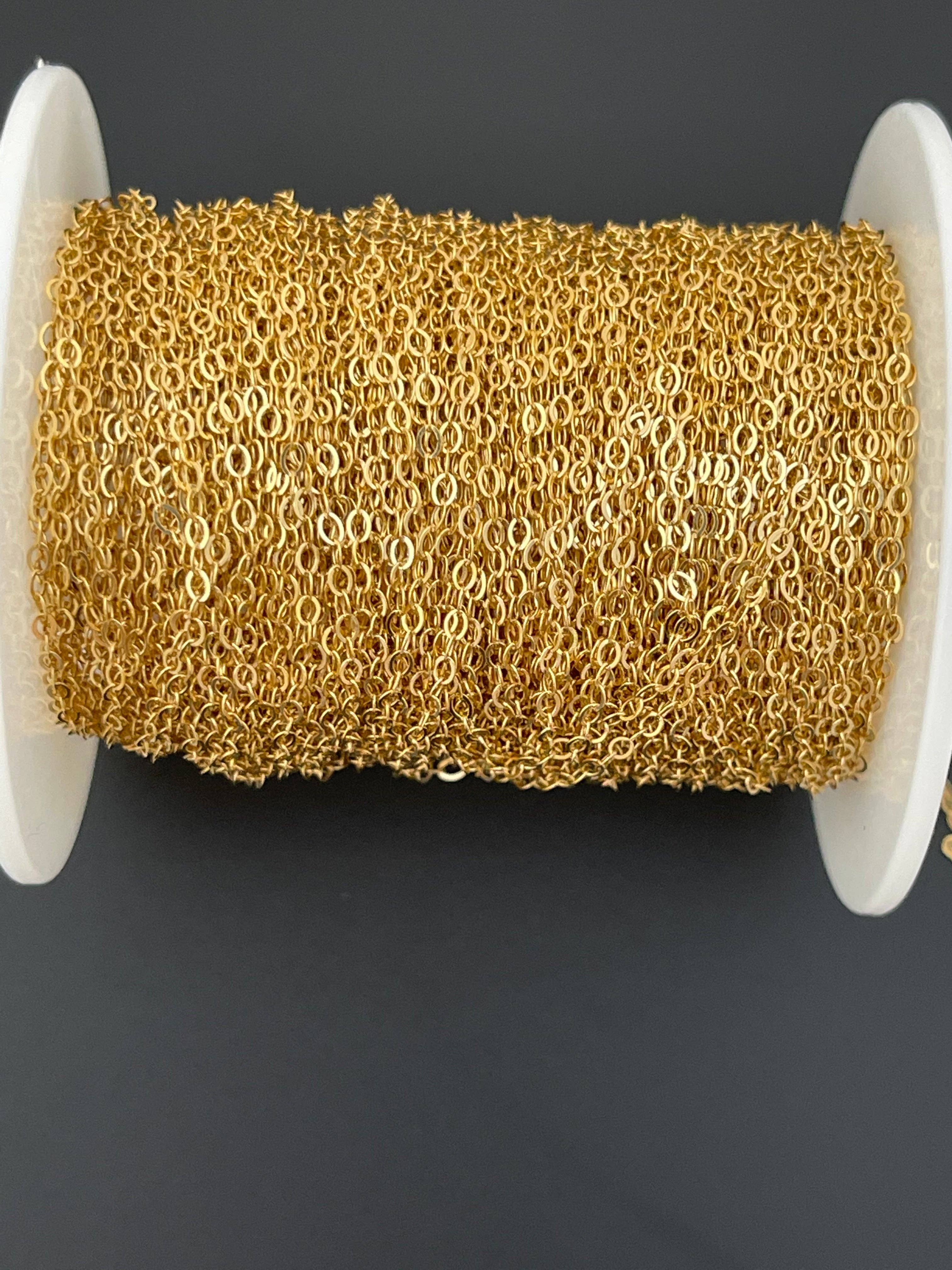 Purity Beads - Wholesale Craft Supplies - 14K Gold Filled Flat Cable Chain – 1.5mm Width, Sold by the Foot – Real Gold Fill Chain for Jewelry Making & Necklaces0