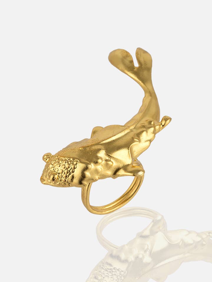 Big Gold Koi Fish Statement Ring for wholesale by Shinyland Llc dba Aquadan.co (Wholesale)