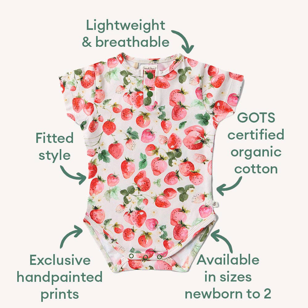 Snuggle Hunny - Wholesale Bodysuit (Non-Footed) - Baby - Strawberry Short Sleeve Organic Bodysuit3