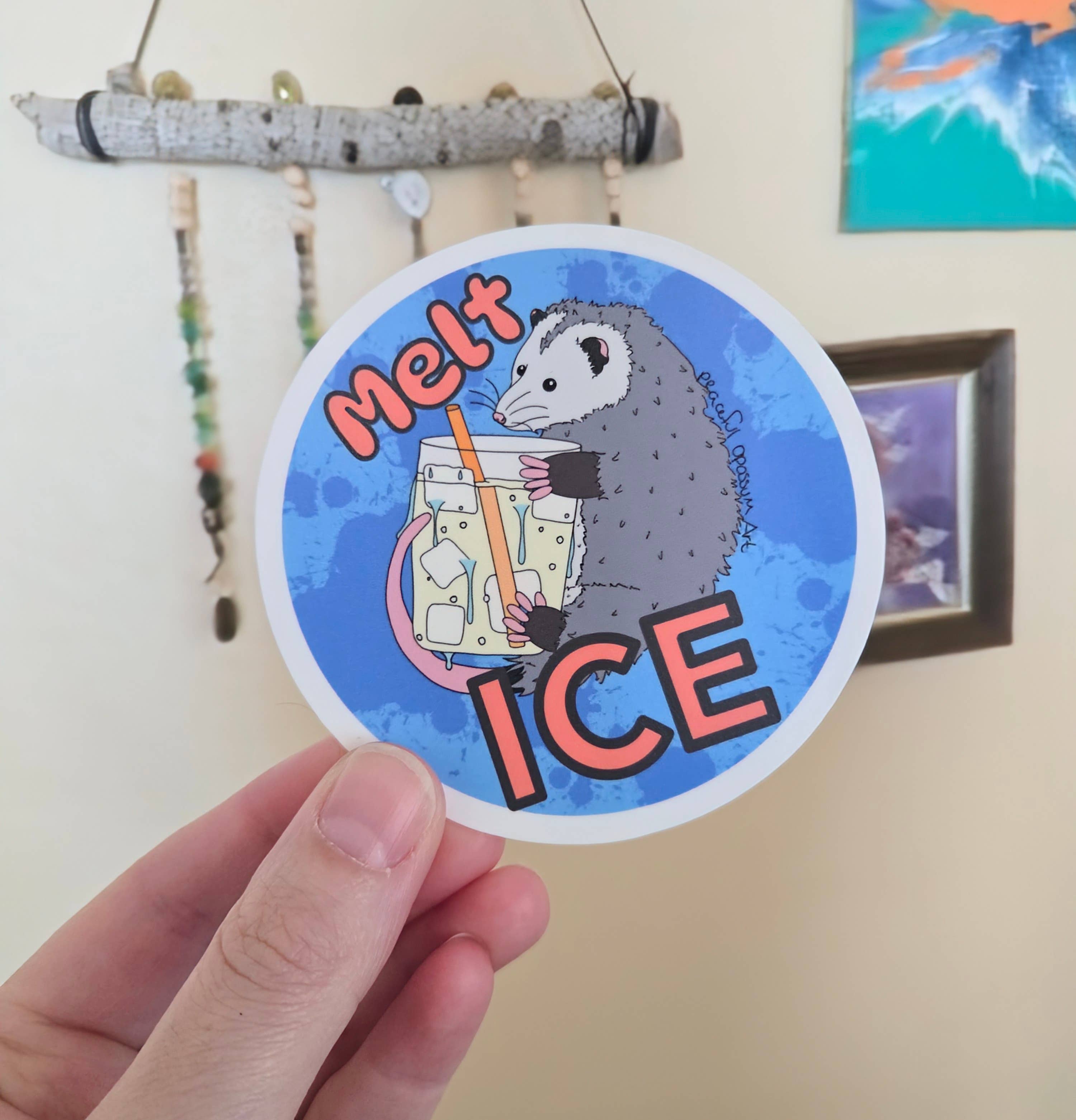 Peaceful Opossum Art - Wholesale Sticker - Melt Ice Opossum Sticker1