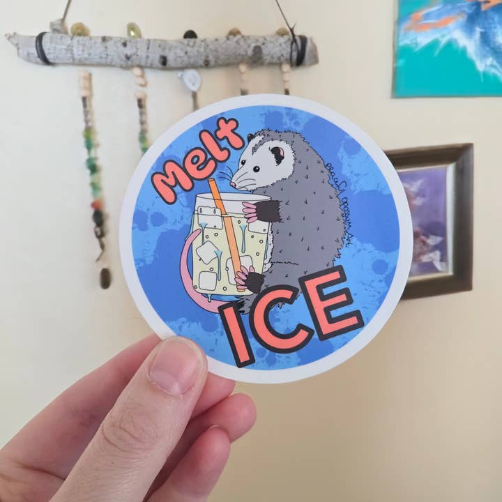 Peaceful Opossum Art - Wholesale Sticker - Melt Ice Opossum Sticker1