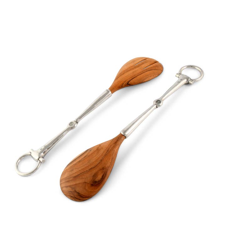 Vagabond House - Wholesale Serving Utensil - Bit Wood Salad Server Set