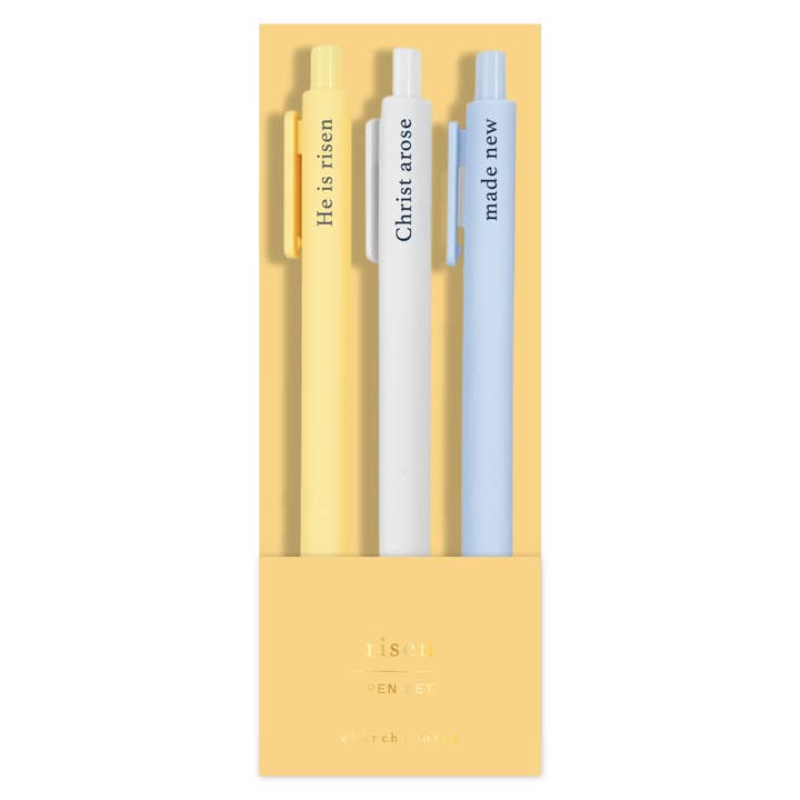 Ensemble de stylos d'étude biblique Risen pour la vente par Church Notes Co.
