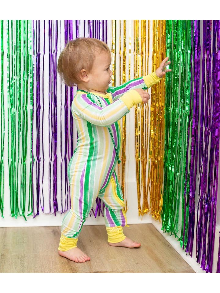 Sweet Bay Clothing - Wholesale Jumpsuit - Baby - Mardi Gras Stripes Zipper Onesie