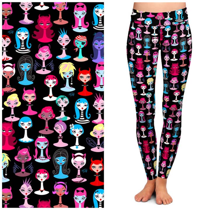 Leggings de muñecas góticas de Miss Fluff x Lipstick & Chrome TC2 para venta al por mayor de Lipstick & Chrome