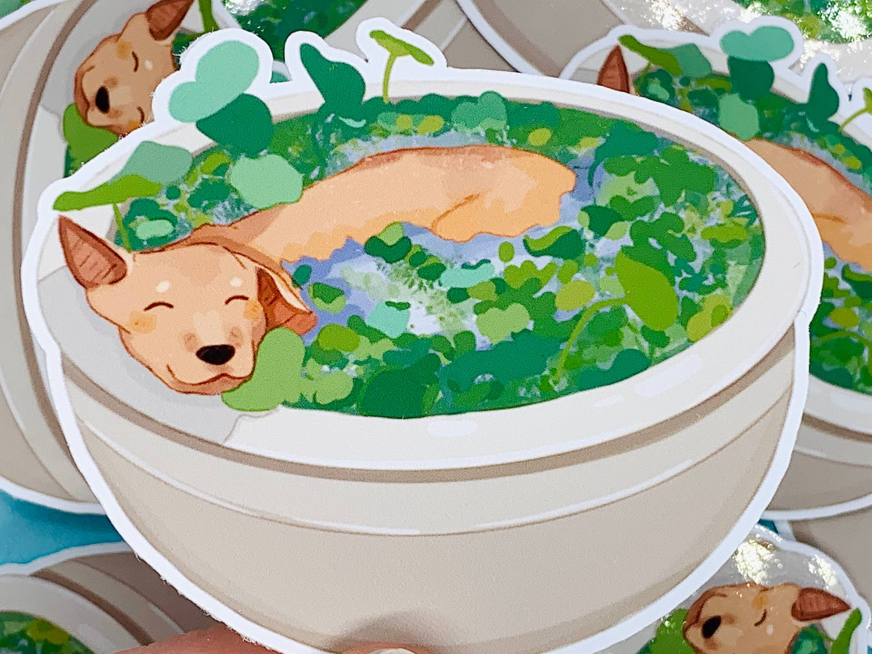 BubblesArtCraft - Vendita all'ingrosso Adesivo - Cane in uno stagno | Adesivo per cani | Adesivo impermeabile | Carino1