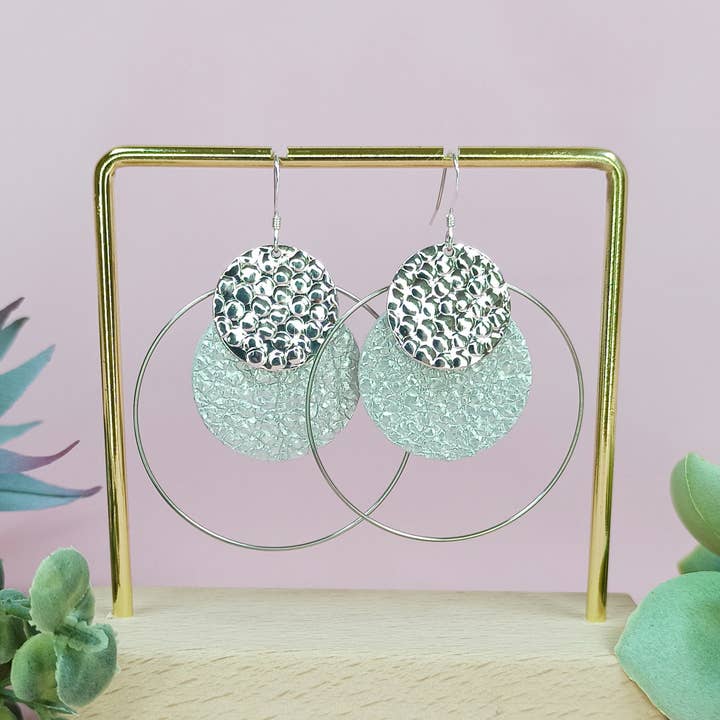 MARGOT silver leather earrings for wholesale by COLICREA