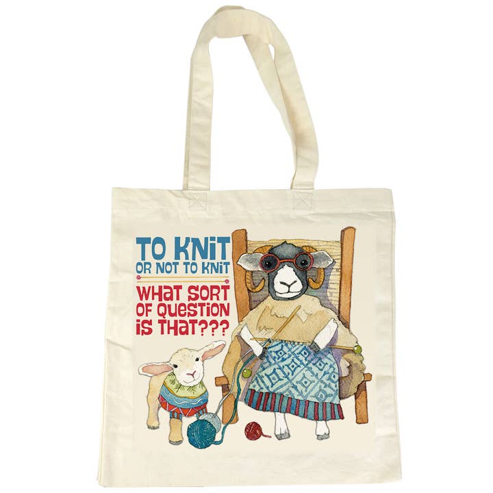 Borsa in tela di cotone « Knit Or Not To Knit » per la vendita all'ingrosso da parte di Emma Ball Ltd