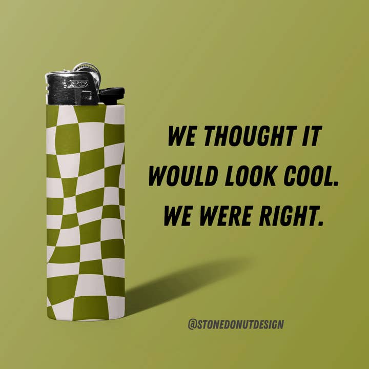 Stone Donut Design, LLC - Wholesale Lighter - Stony Green Checkerboard Lighter