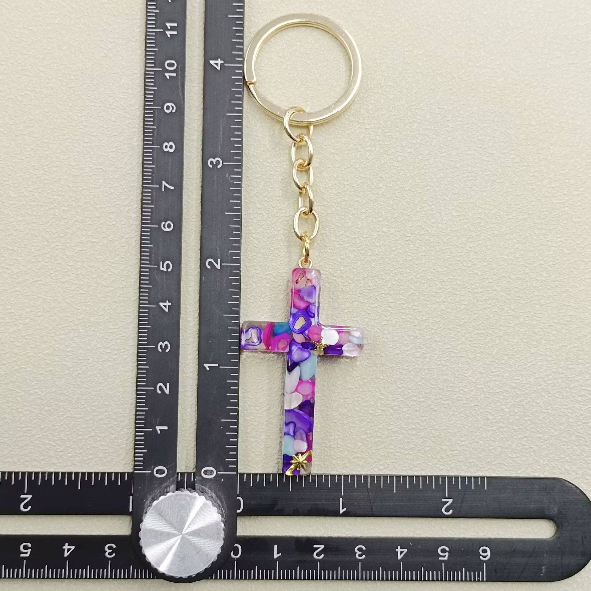 Mio Queena - Vente Porte-clés – femme - Porte-clés Ornements de Sac en Résine de Gravier Multi-style avec Breloque Croix11