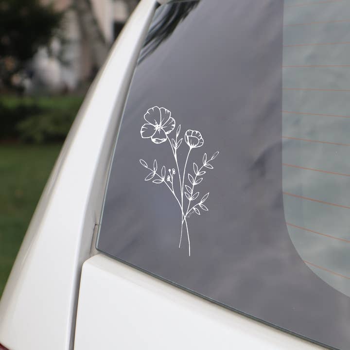Car Decal | Wildflower Car Sticker, Flower Bouquet Decal for wholesale by Steadfast Brush