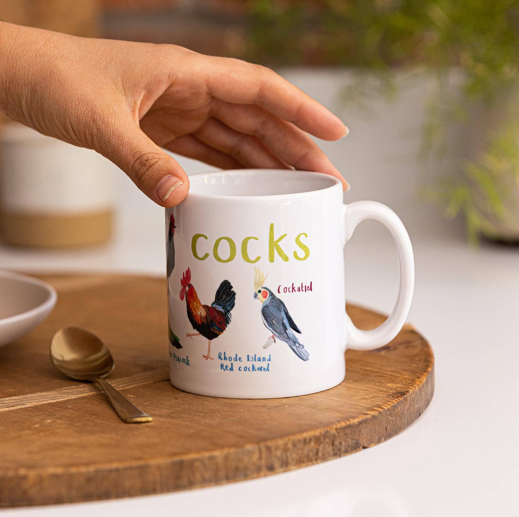 Sarah Edmonds Illustration – wholesale Coffee mug – Cocks Ceramic Bird Pun Mug4