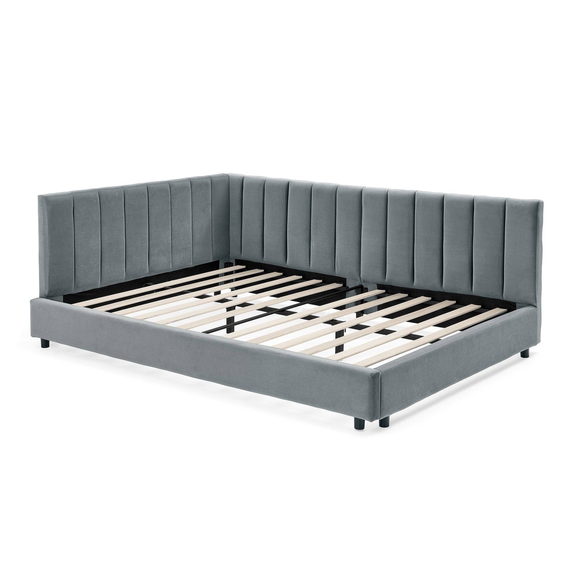 39F Inc. - Wholesale Bed - Mid-Century Full Size Tufted Bed Frame ,Gray/Beige/Black 11