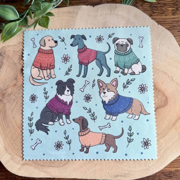 Schoonmaakdoek met honden in truien voor wholesale door Magic&Books