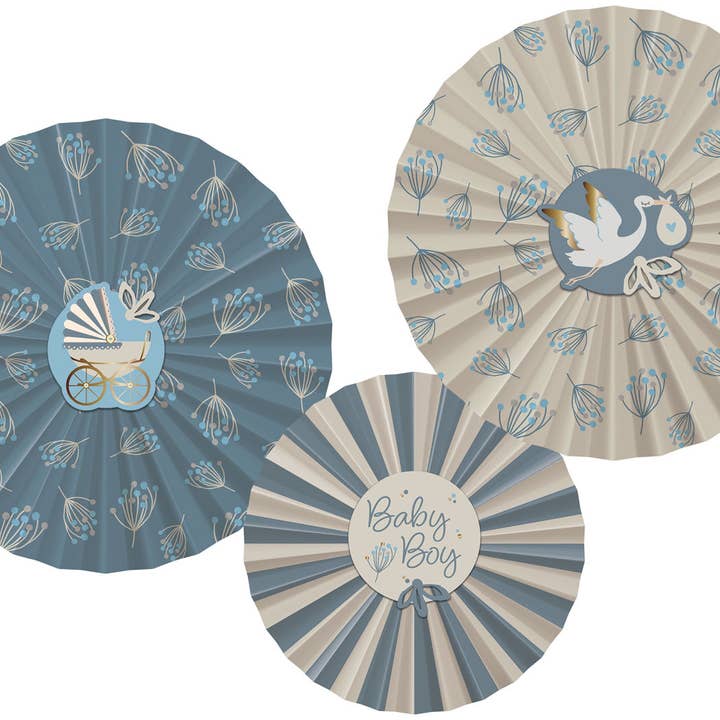 Deco Fan Set - Blooming Baby Boy - 3 pieces for wholesale by Folat BV