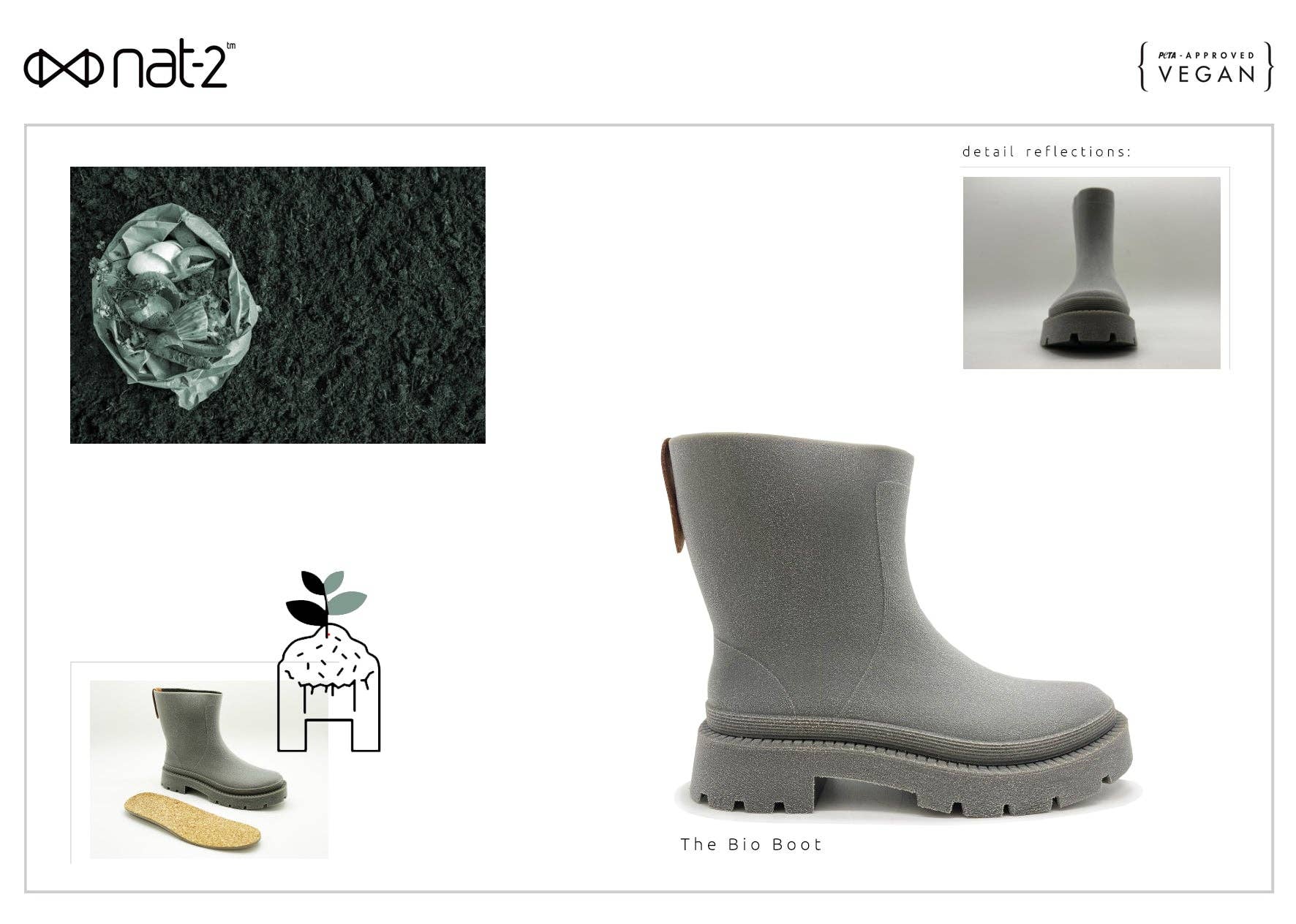 nat-2™ Bio Boot grey green vegan | 100% waterproof biodegradable rainboots for wholesale on Faire3