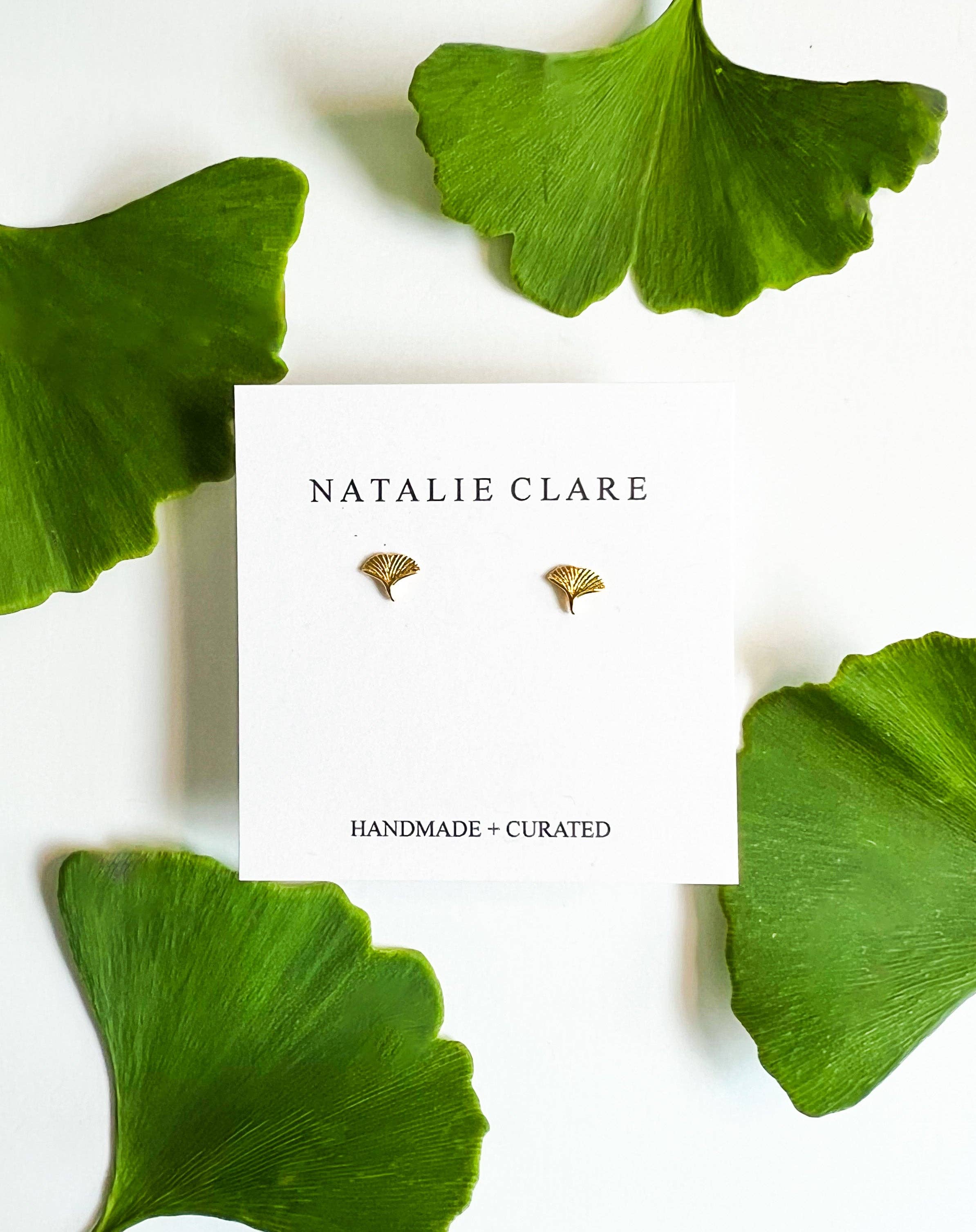 Natalie Clare Collections - Wholesale Stud/Post Earrings - Gold Ginkgo Stud Earrings1