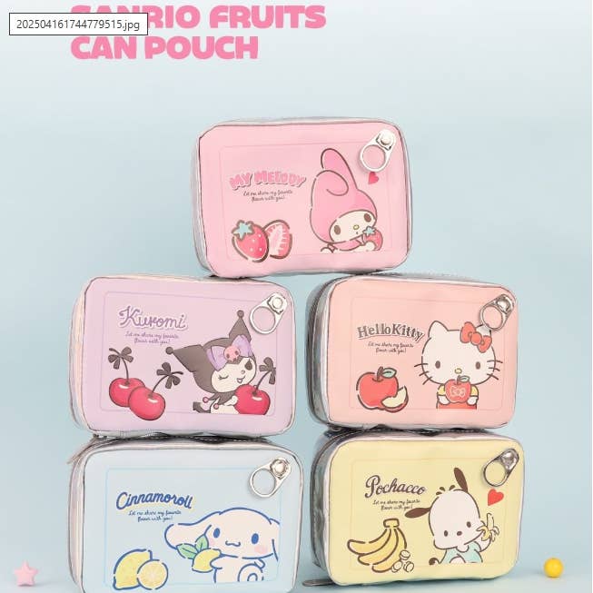 Sanrio Fruits Can Multi Big Pouch – Holographic Zipper Case for wholesale by K-Wonderland