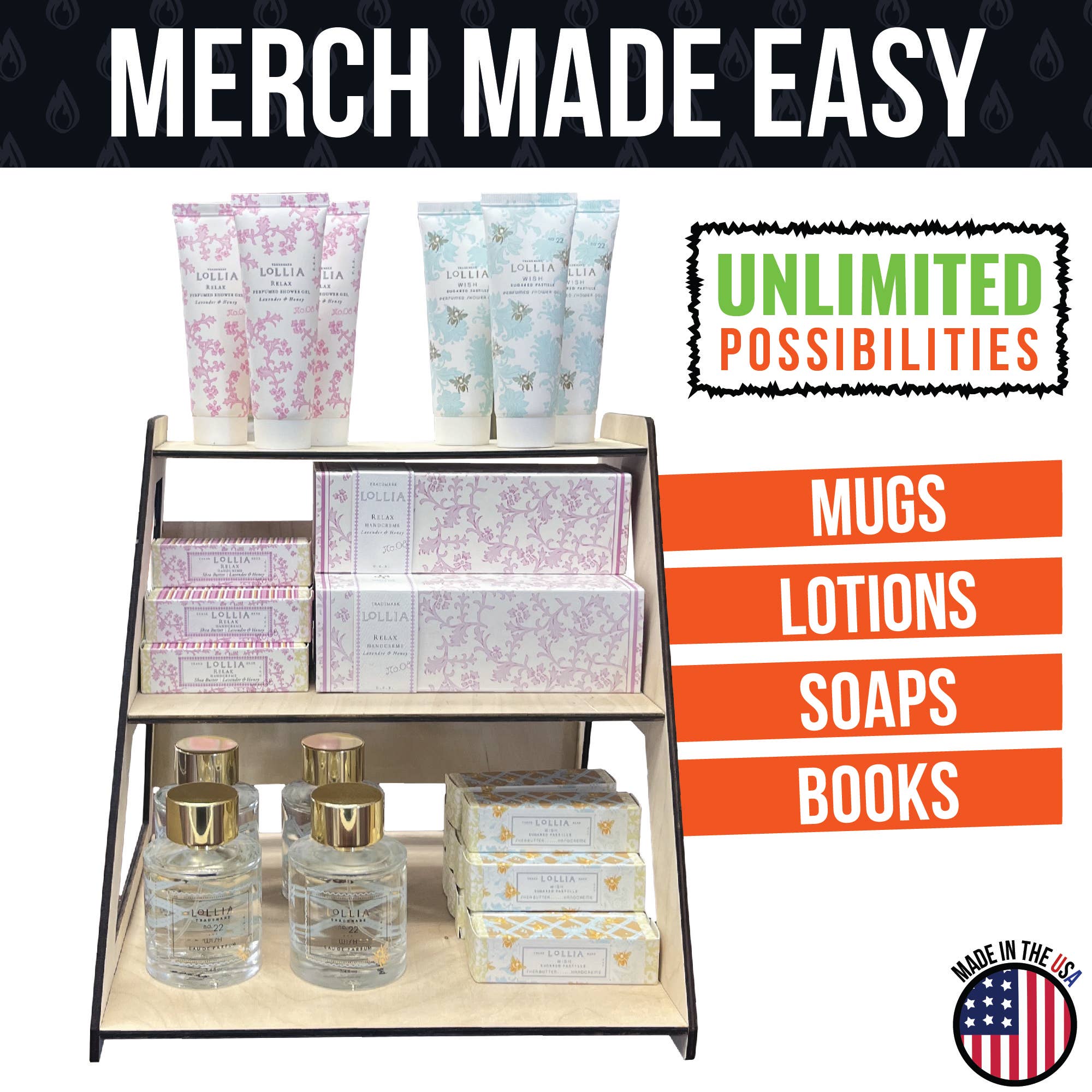 Torched Displays - Wholesale Retailer Display Stand/Case - 3-Tier Retail Table Display Stand with Shelves15