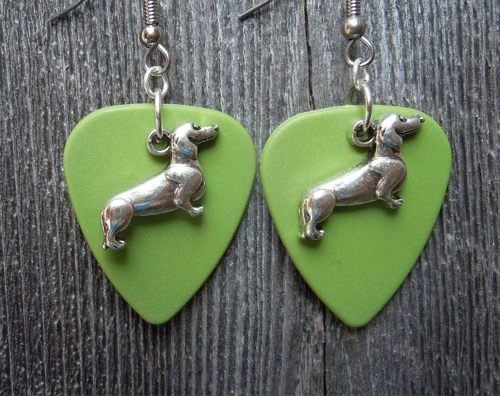 Simply Raevyn - Wholesale Dangle Earrings - Dachshund Charm Guitar Pick Earrings17