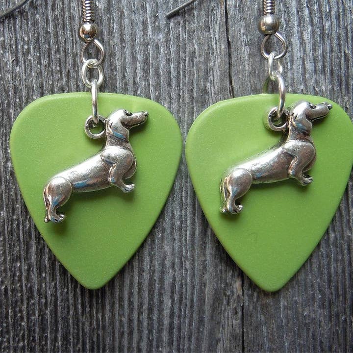Simply Raevyn - Wholesale Dangle Earrings - Dachshund Charm Guitar Pick Earrings17