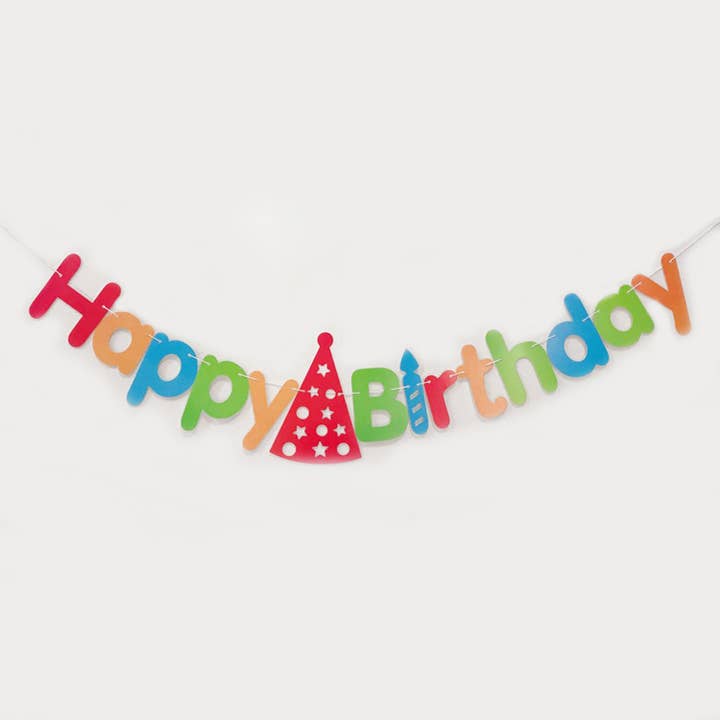 Tillykke med fødselsdagen Fødselsdagshætte Festindretningsbanner for engroshandel hos Candles Meta