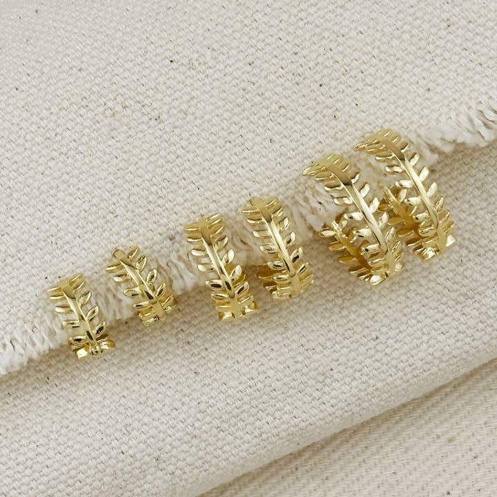 GoldFi - Wholesale Hoop Earrings - 18k Gold Filled Leaf Clicker Earrings9